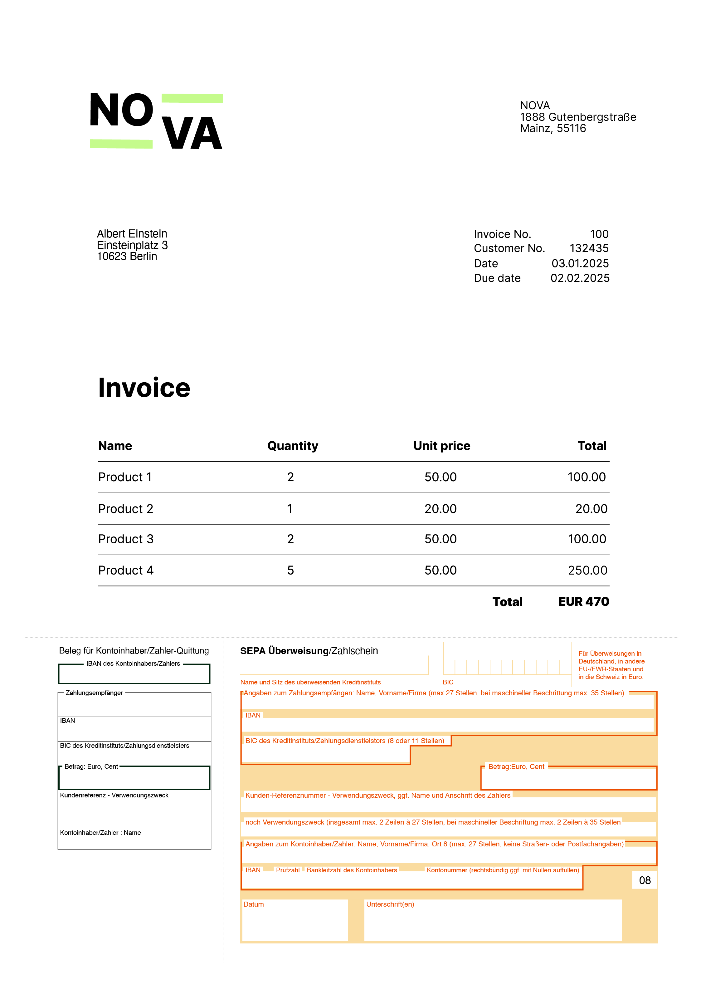 Invoice example