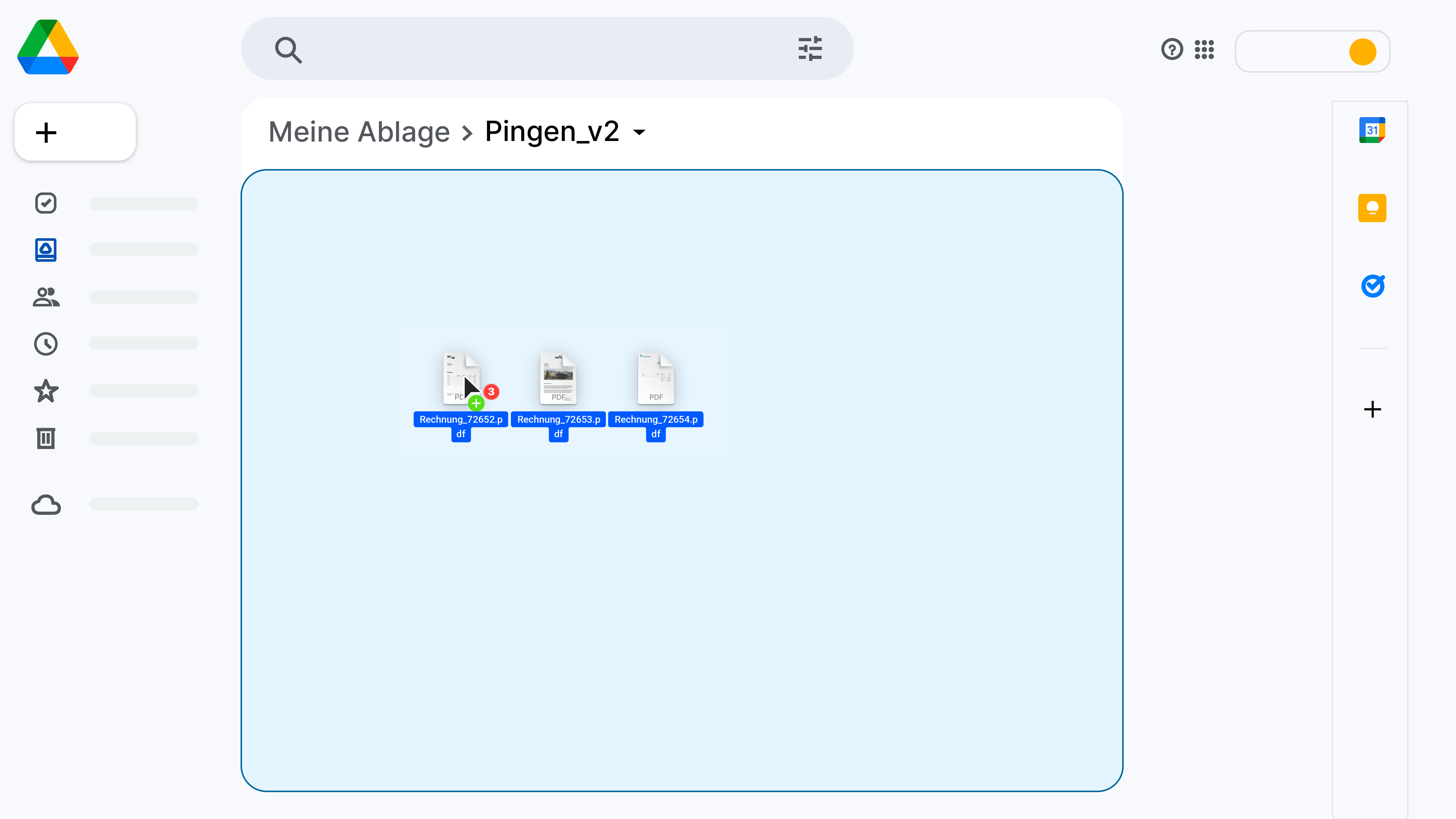 Dokumente per Drag-and-Drop in den Pingen-Ordner in Google Drive verschieben