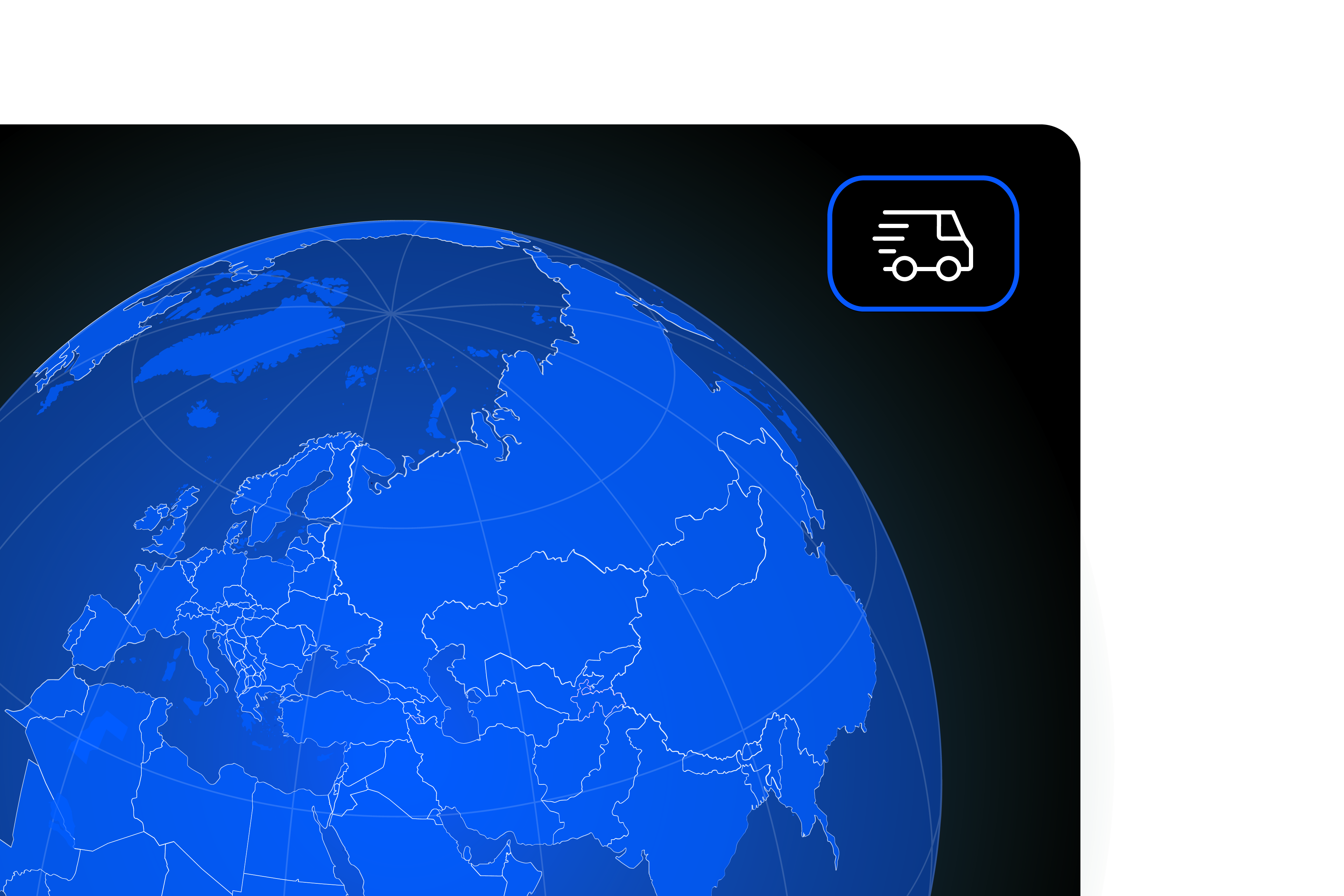 Illustration eines Globus mit Lieferwagen
