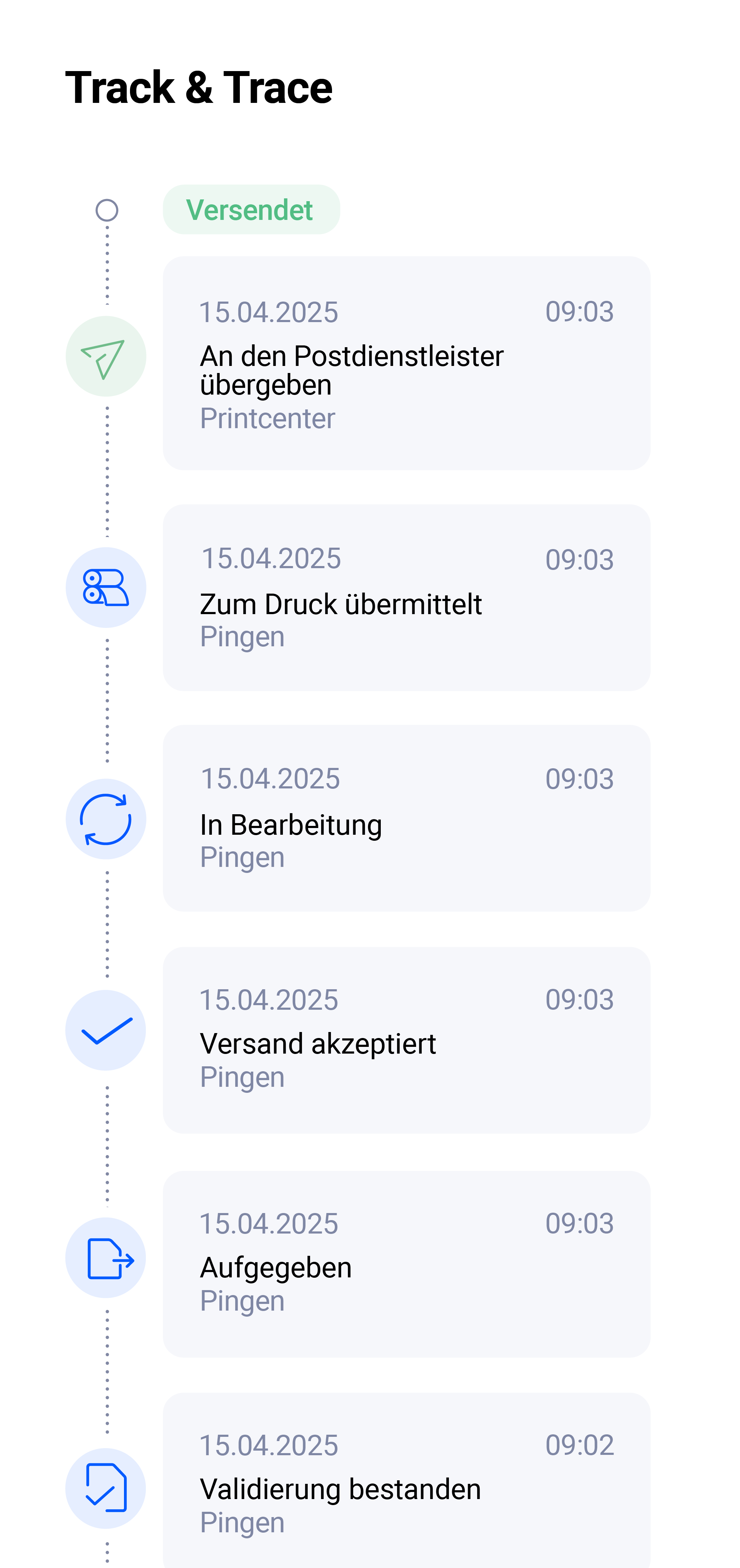 Pingen WebApp sendungsverfolgung